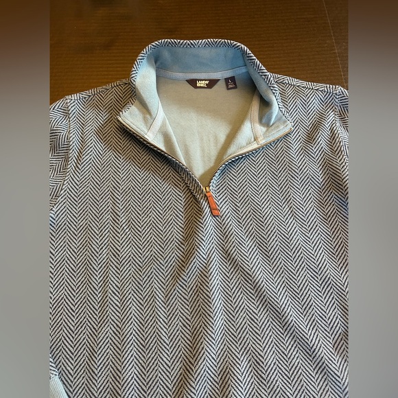 Lands' End Men's Bedford Rib Quarter Zip Pullover Sweater Blue Herringbone L - Picture 7 of 13